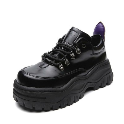 black chunky platform sneakers