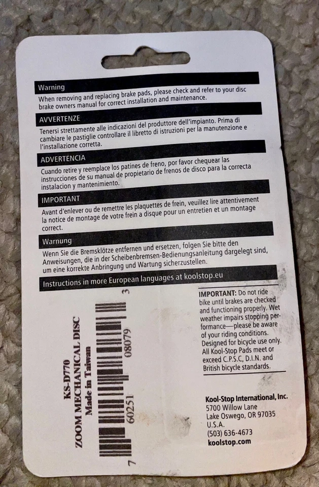 PASTILLAS DE FRENO DE DISCO MECÁNICO ZOOM KOOL-STOP KS-D770 Foto 2 de 2