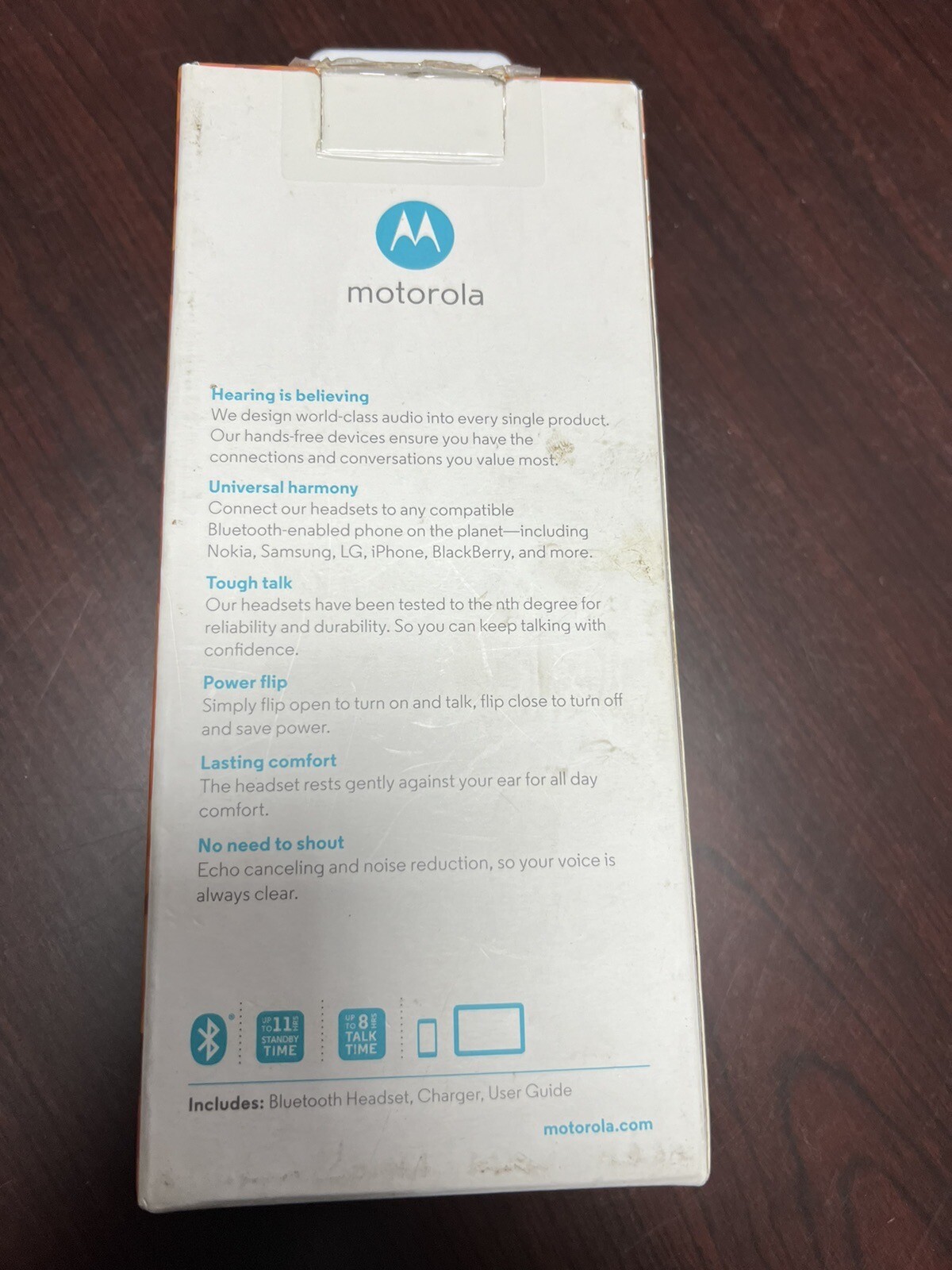 Motorola H720 Wireless Bluetooth Headset (89382N) In its box, stopped