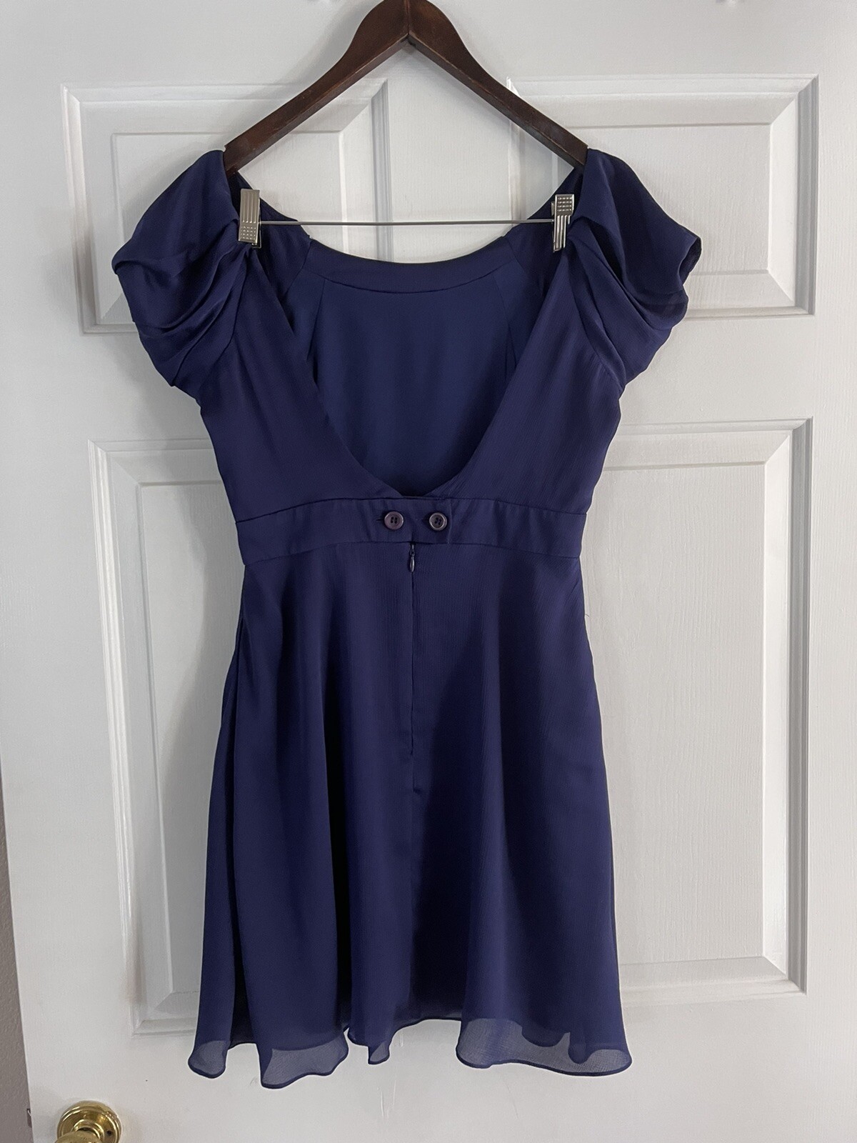 BCBGeneration Midnight Blue Open Back Ruffle Slee… - image 4