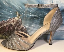 Bridal Jeweled Ankle Strap Stiletto Size8 Davids Bridal EUC Worn Once