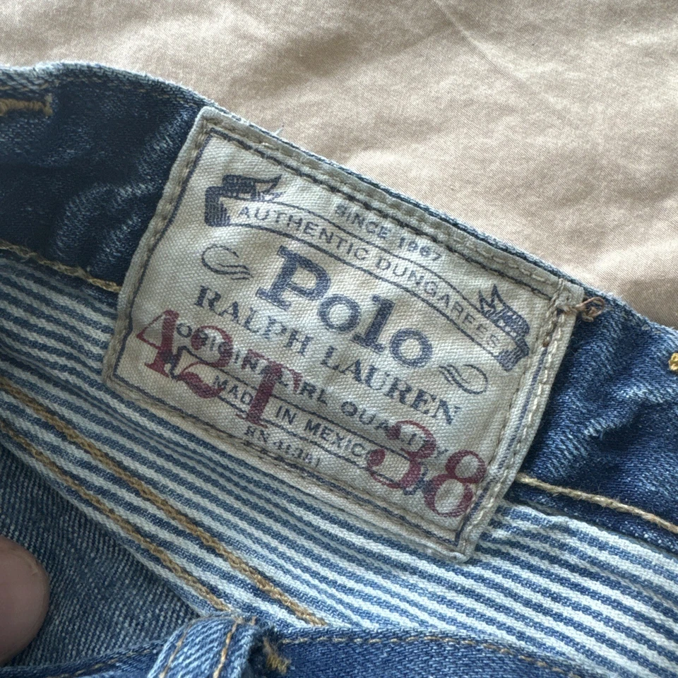 !Rare! Polo Ralph Lauren Men's Denim Blue Jeans HAMPTON STRAIGHT Size 42x38 LONG - Image 4 of 4