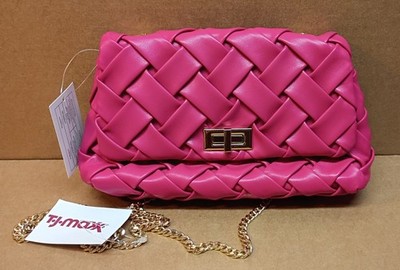Urban Expressions Handbag Purse Woven Pattern Fuchsia with Chain NWT