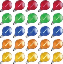 Multicolor G40 Replacement Light Bulbs for Christmas Lights, E12/C7 Candelabr...