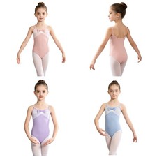 Girls Ballet Leotard Dance Bodysuit Birthday Gymnastics Competition Front Bow