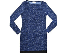 Michael Kors XS Blue Black Marled Knit Long Sleeve Colorblock Sheath Dress