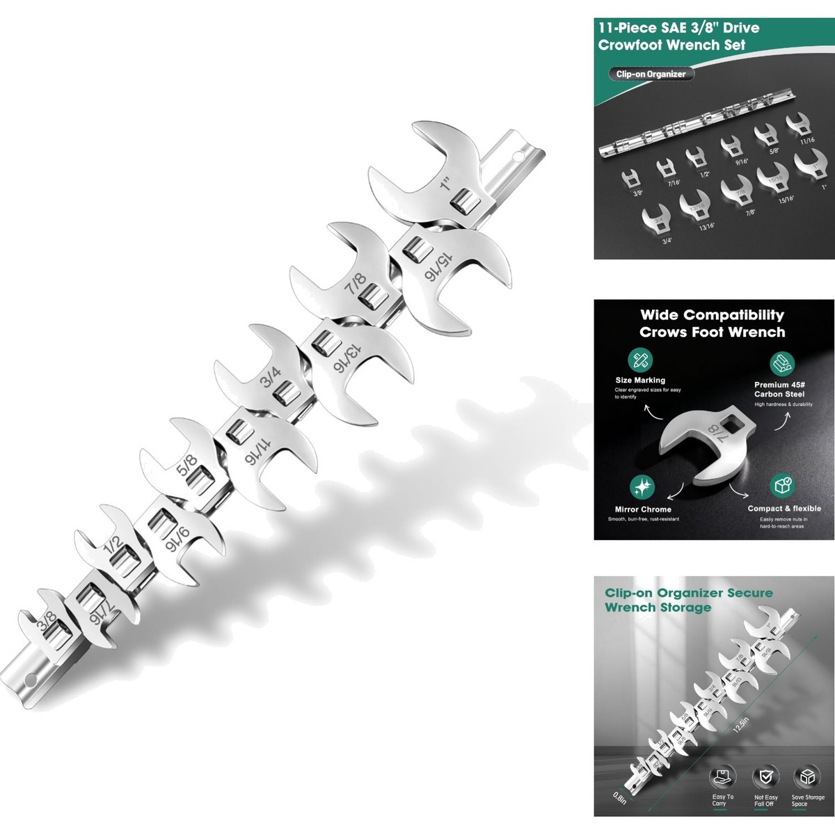 ラボ　6セット 11-Piece Crows Foot Wrench Set SAE 3/8