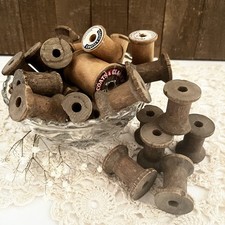 Vintage Empty Wooden Spools Thread Sewing Antique Lot of 29 Various Size Color