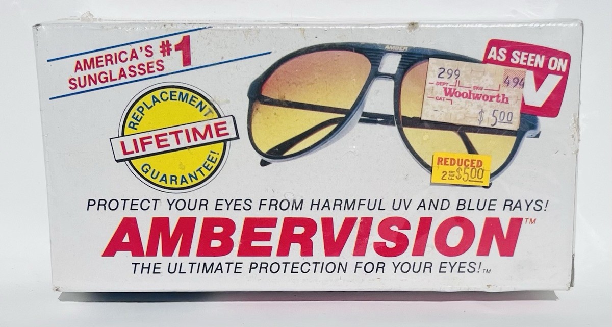 Vintage AmberVision Sunglasses Driving Aviator Frame 80s As Seen 