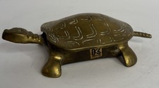 Vintage Mosiężna figurka żółwia Popielniczka / Napój Schowek Skrzynka na zawiasach Dekoracja do przechowywania