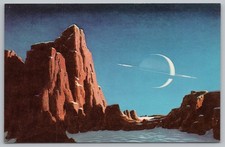 Saturn as Seen from Titan Chesley Bonestell Science Fiction Art Postcard UNP