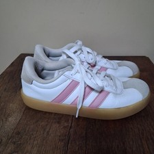 Adidas VL Court 3.0 Girls Pink White Sneakers; Size 2.5