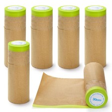 6 Rolls Masking Paper, Pre-Taped Masking Paper for Painting, 12 Inch X 30 Feet T