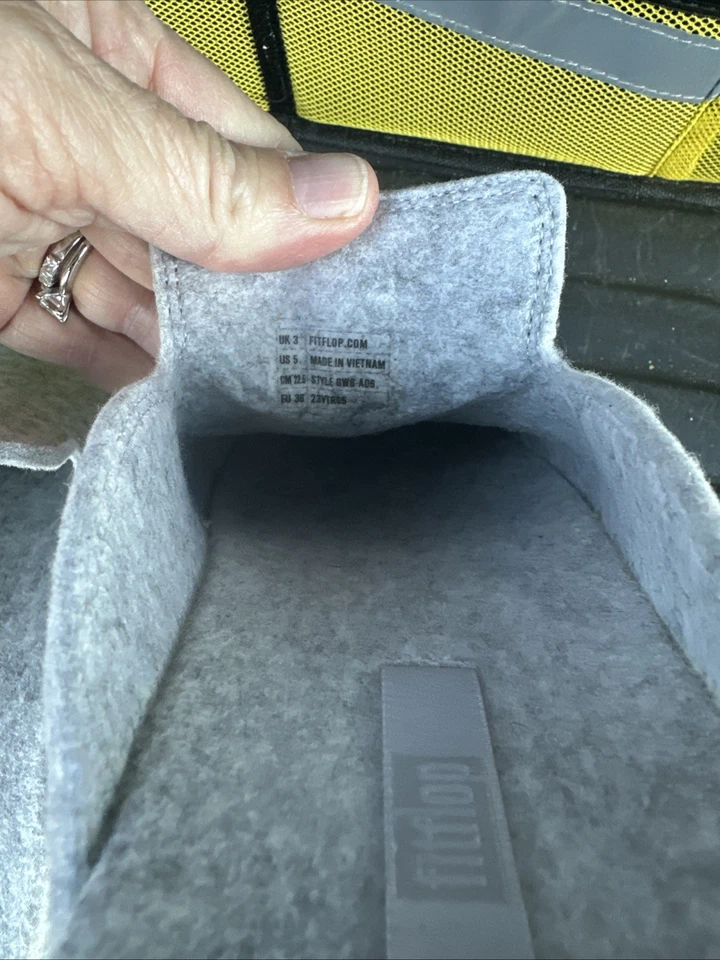 Fitflop Women’s US 5 Uk 3 Gen-FF All Grey Felt Mules /clog Slippers Sandals Grey - Image 4 of 4