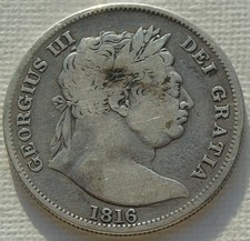 1816 George III Silver Half-Crown, S3788, 19thC Milled Coin, 32mm 13.54g