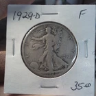 antique 1929-D Liberty Walking Half Dollar 50C Silver F Denver Circulated