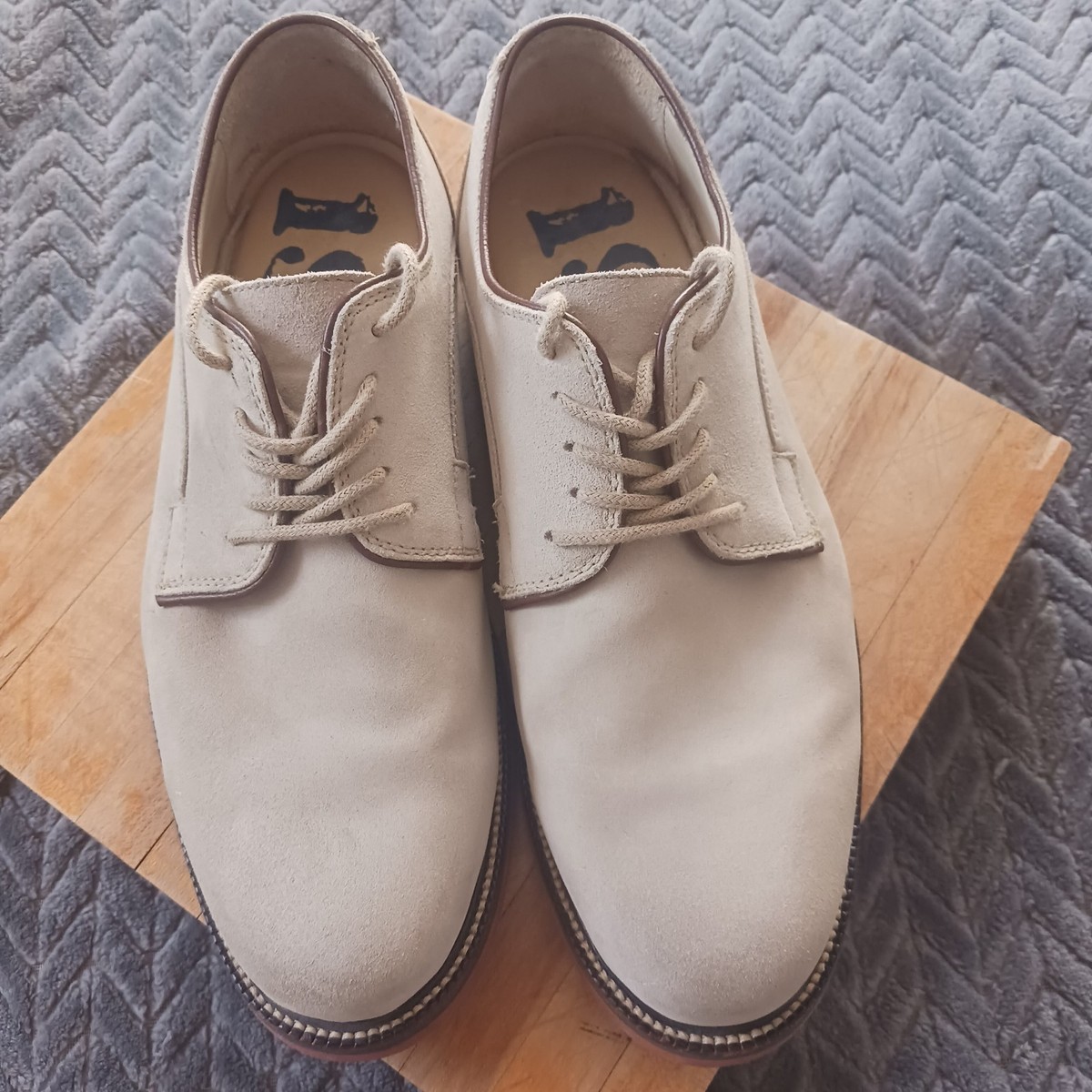 Mens 1901 Beige Suede Leather Lace Up Casual Loafer, Made In  display picture 2