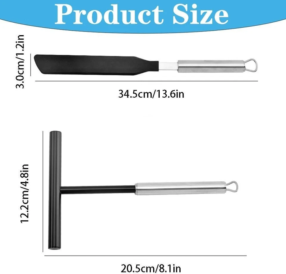 2 Stück Edelstahl Teigverteiler, Crepes Wender, Crepes Verteiler And Spatula - Bild 3 von 4