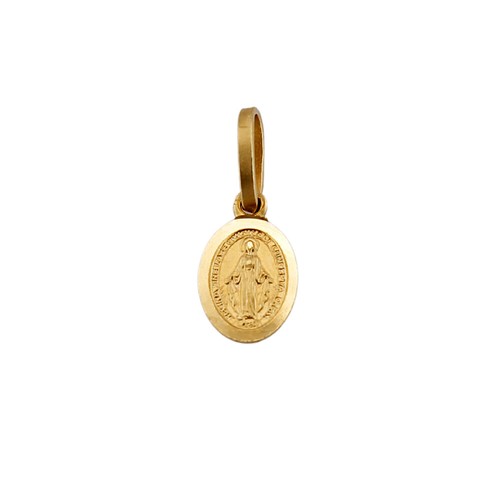 Pendentif Médaille Madone De Lourdes En Or Jaune 18K - Marque Fichera Preziosi - Neuf