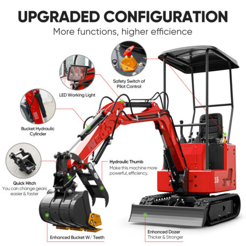 EPA 3300LB 1.5 Ton Mini Excavator 13.5HP Crawler Digger B&S Engine Hydraulic USA - Picture 2 of 22