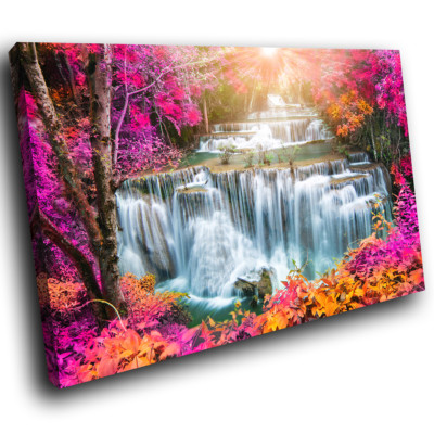 SC838 white waterfall forest Landscape Canvas Wall Art Large Picture ...
