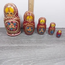 Matryoshka Nesting Doll Hand Painted Signed Sergiev Posad 1974 Russian 9 Piece