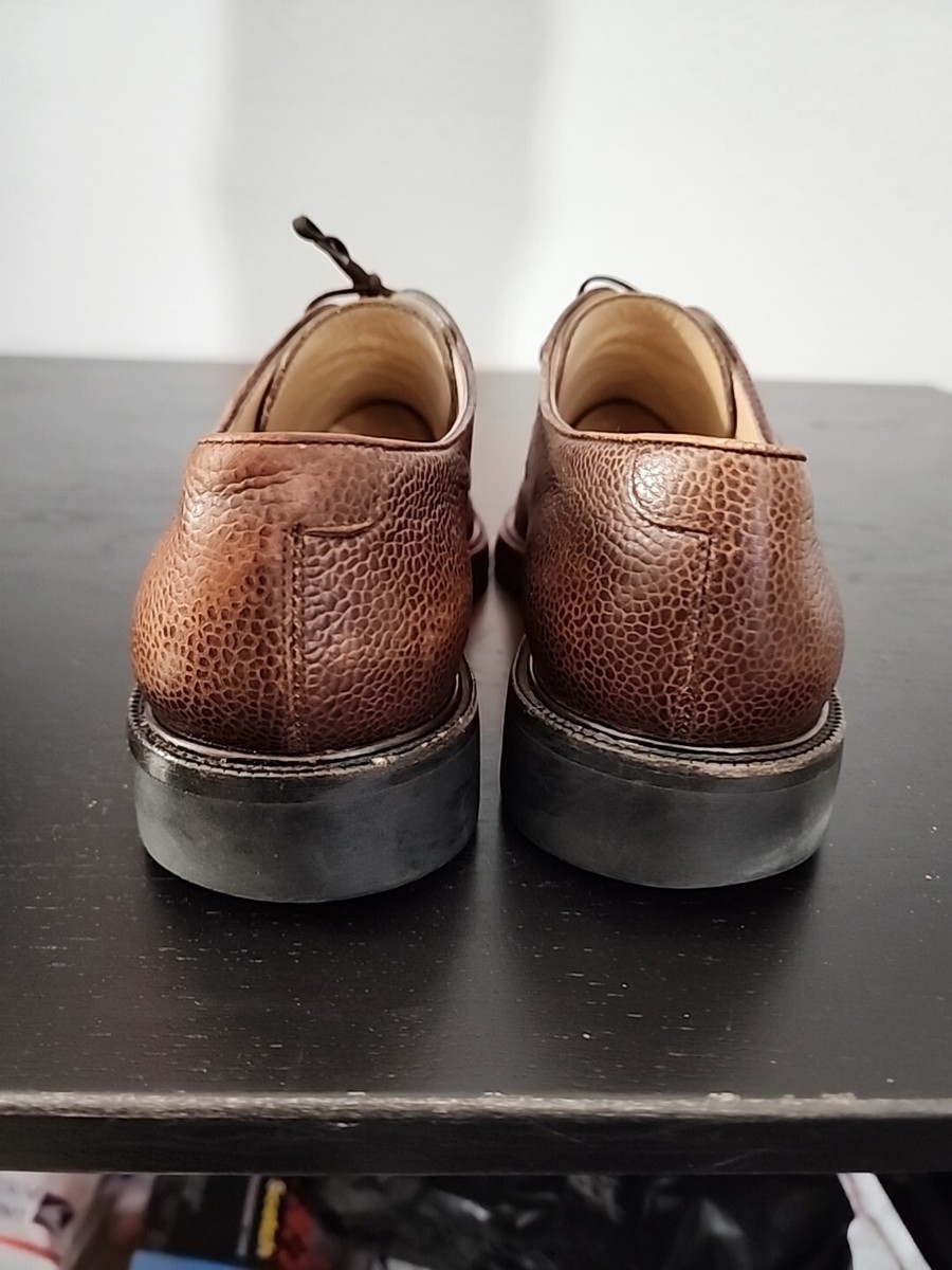 SALVATORE FERRAGAMO Mens Brown Pebble Grain Leather Derby  display picture 1