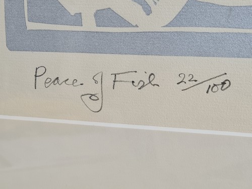 Graham Clarke Limited Edition 22/100 Linocut Print ( Peace Of Fish ) - Picture 8 of 14