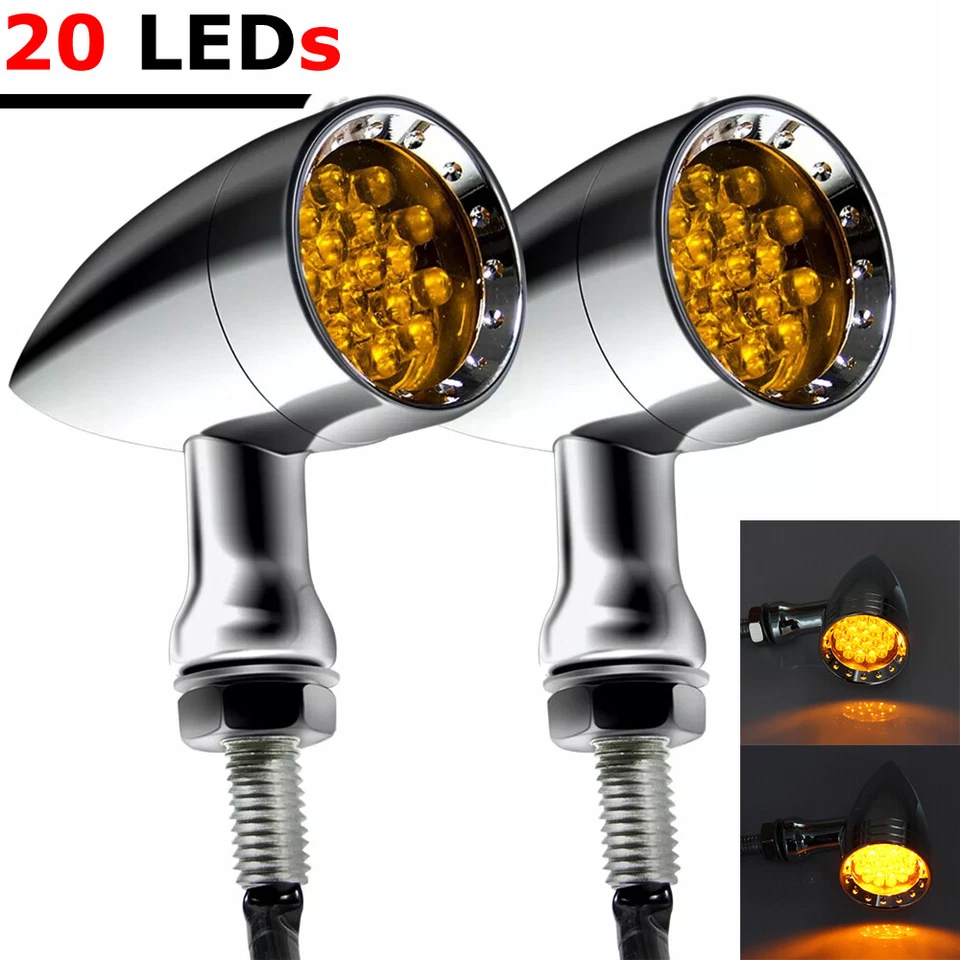 Luces intermitentes LED cromadas para motocicleta Yamaha V Star 650 950 1100 Foto 2 de 4