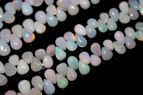 Opal Perlen - Natürlicher Äthiopischer Multi Opal Glatt Birne Briolette 5-10mm Edelstein - Bild 5 von 8