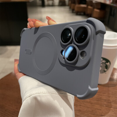 For iPhone 15 Pro Max 14 13 12 MagSafe Magnetic Silicone Case +Camera Lens Cover