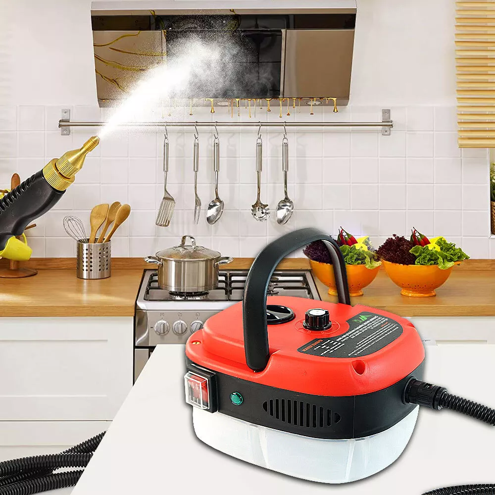 2500W High Pressure Steam Cleaner with 3 Brush Heads 5 Gears Portable Handheld Steam Cleaner Steam Cleaning Machine for Kitchen