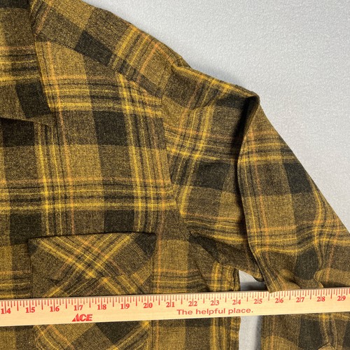 VTG Pendleton Board Shirt Mens XL 1950s Yellow Black Plaid Wool Made in USA Surf - Picture 6 of 8