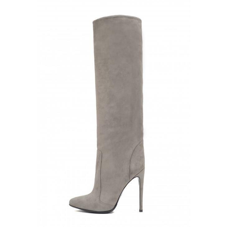 Gran tamaño para mujer Suede Negro PU Recto Puntiagudo hasta la rodilla tacón alto zapatos talla haihk Gran tamaño para mujer Suede Negro PU Recto Puntiagudo hasta la rodilla tacón alto zapatos talla haihk