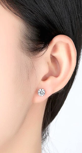 Edelstahl Ohrstecker Zirkonia Ohrringe rund Kinder Frauen Herren Medizin - Bild 3 von 3