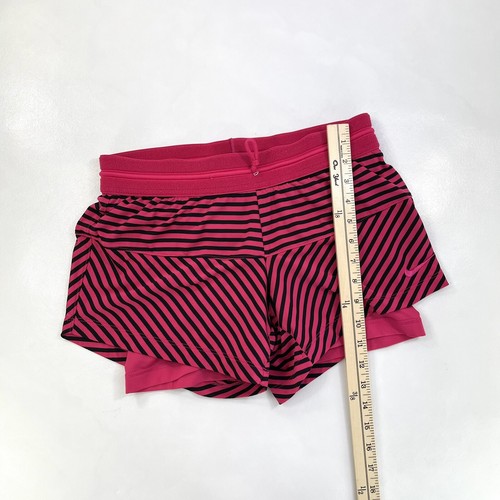 Nike Dri-Fit Rayas Rosa/Magenta Atlético Doble Pantalones Cortos Entrenamiento Para Mujer’s S - Imagen 4 de 13