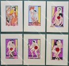 EROTICISM - PORNOGRAPHY. Six Tempera and Watercolor Drawings 1930s