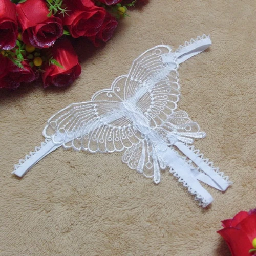 Lace Hollow Out Pearl panties sexy butterfly Knickers thong Temptation Lingerie - Image 2 of 4