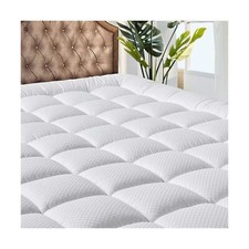 Bedding Quilted Fitted Twin XL Mattress Pad Cooling Breathable Fluffy Soft Ma...