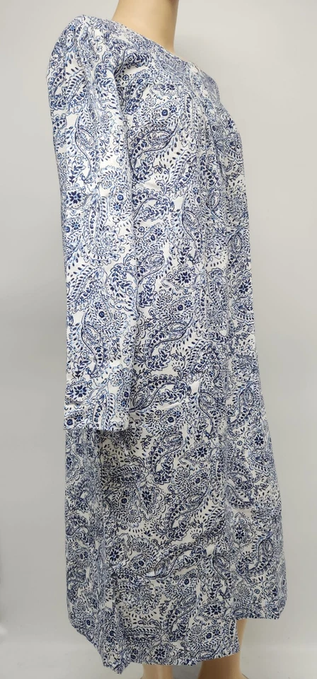 Camisón de franela para mujer 100 % algodón franela blanco/azul cachemira Croft y carretilla Foto 2 de 3