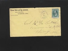 National Butter Egg Association Davenport Iowa c 1875 Cover Carrier B/S 4r