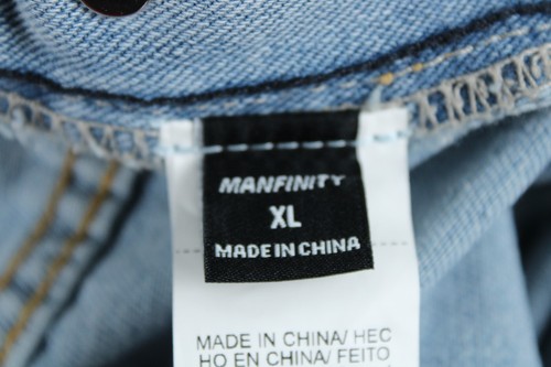 Mono de mezclilla azul Manfinity agujeros desgastados para hombre XL pintado gráfico lavado claro - Imagen 11 de 19