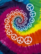 Liquid Blue Men's T-shirt Tie-dye Spiral Peace Sign 2XL #1602 NWOT