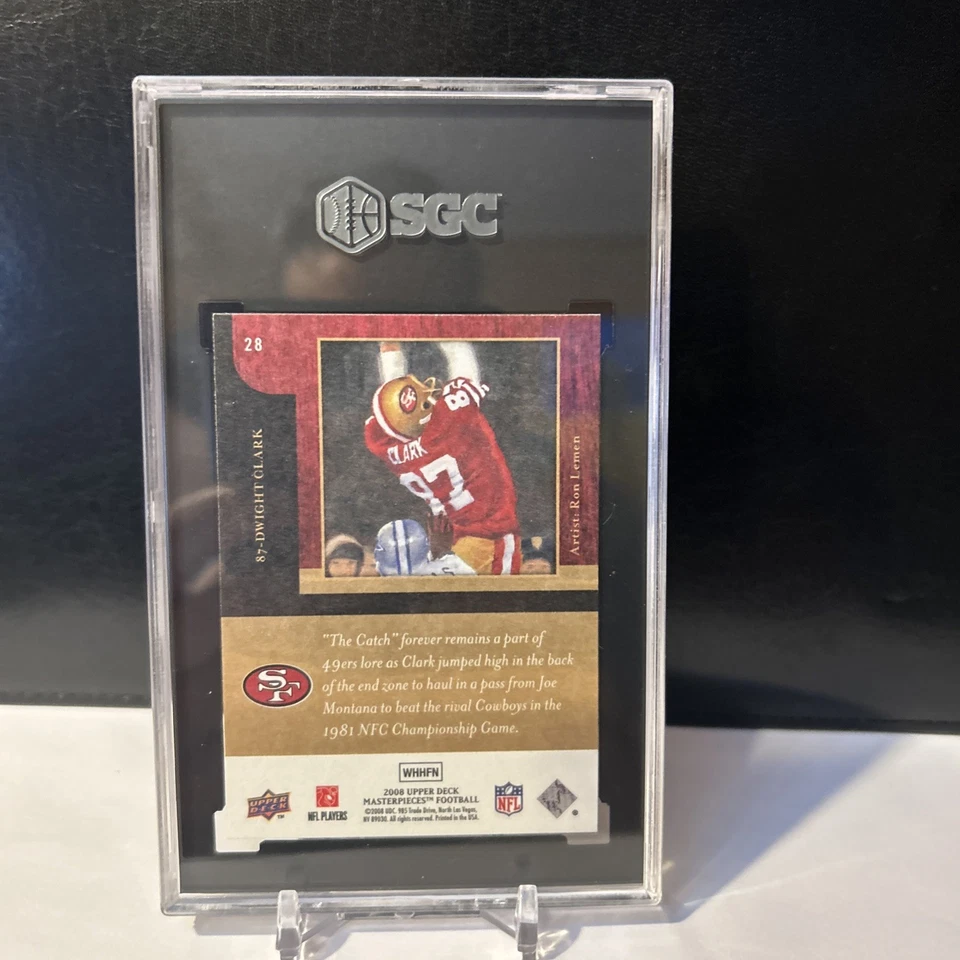 2008 Upper Deck Masterpieces - Dwight Clark #28 “The Catch” SGC 10 Gem Mint - Image 2 of 2