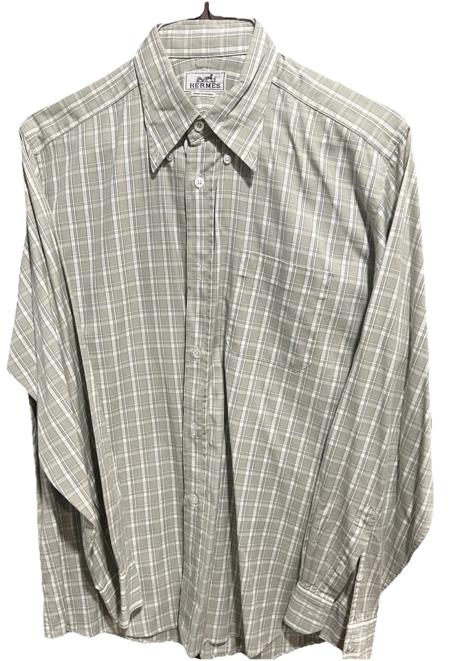 Camisa de Vestir Hermes Paris Multicolor Rayas Formal Abotonada - Para Hombre Talla 41/16 Foto 2 de 4