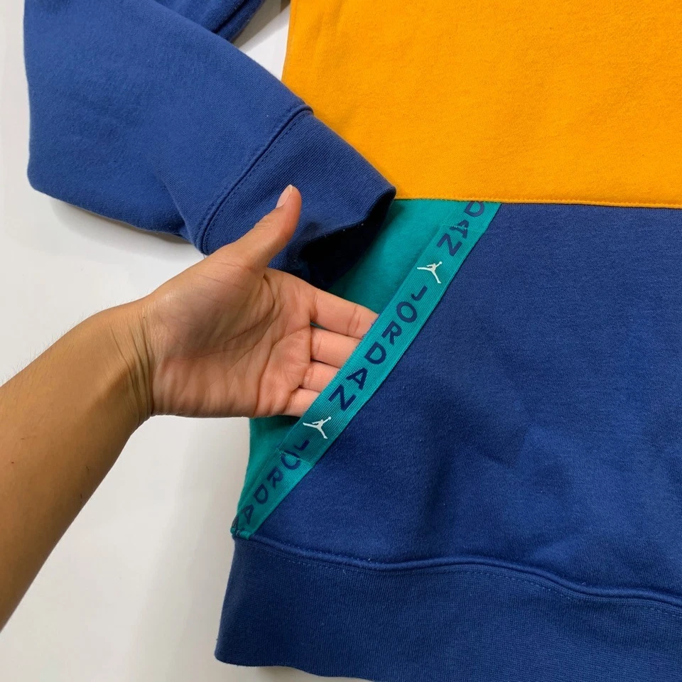 Sudadera con Capucha Nike Niños XL Tormenta Azafrán Jordan Vent Tape Polar Bloques de Color Sudadera Foto 3 de 4