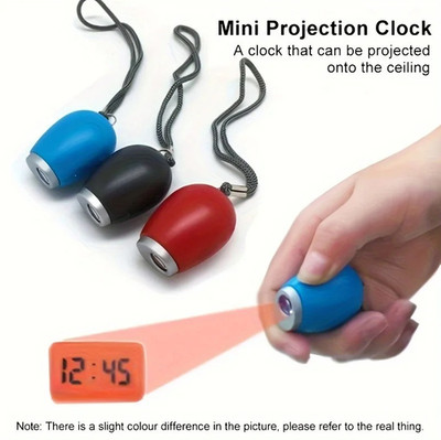 1pc Mini Projection Clock Keychain LED Digital Alarm Clock for Travel - NEW