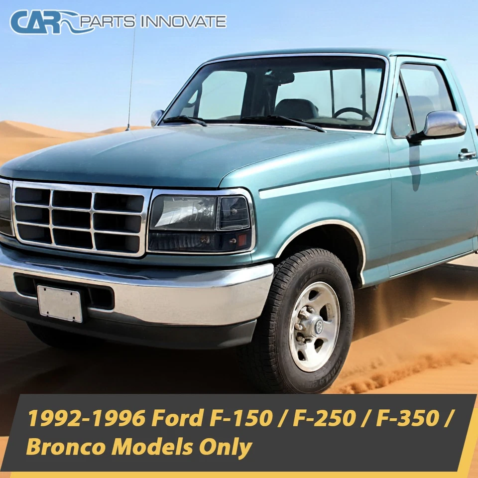 Fits 1992-1996 Ford Bronco F150 F250 F350 Black Headlights+Bumper Corner Lamps Foto 3 de 4