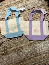 Trader Joe’s Mini Pastel Canvas Tote Bag Set Of 2 Limited Edition (New With Tag)