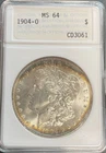 New Listing1904-O Morgan Silver Dollar MS64 Rainbow toning ANACS